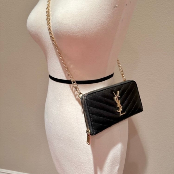 Saunt Laurent YSL Monogram Zip Around Wallet Black - Picture 13 of 14